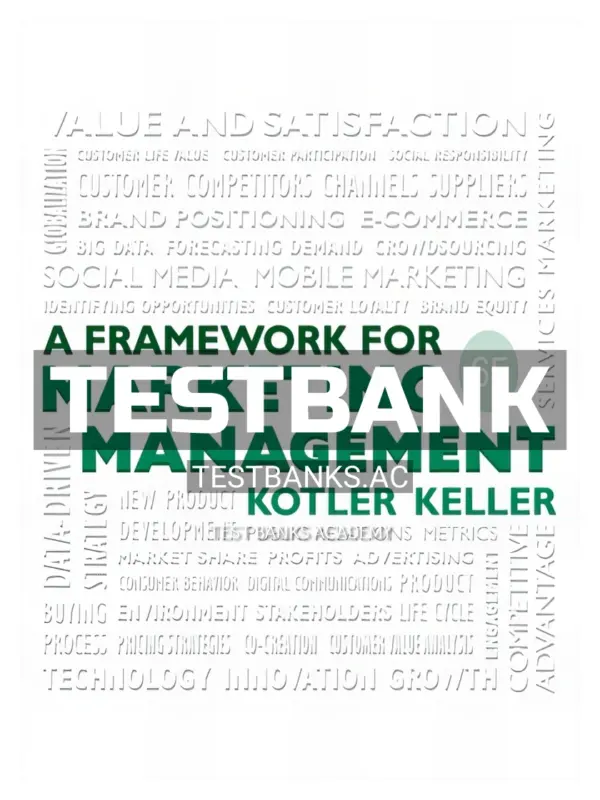 Test Bank for Framework for Marketing Management 6th Edition by Kotler