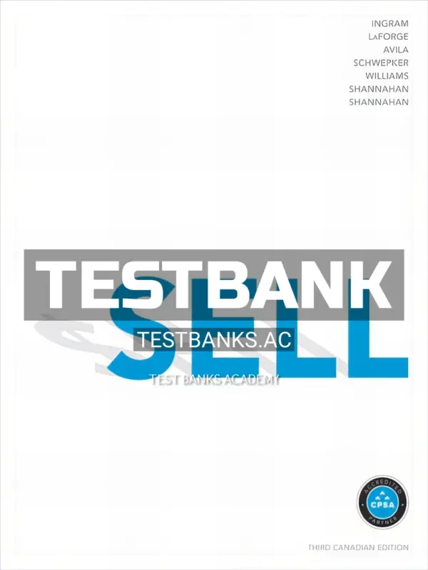 Test Bank for SELL 3rd CA Edition by Ingram