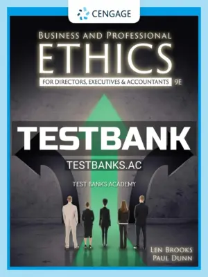 Test Bank for Business and Professional Ethics 9th Edition by Brooks
