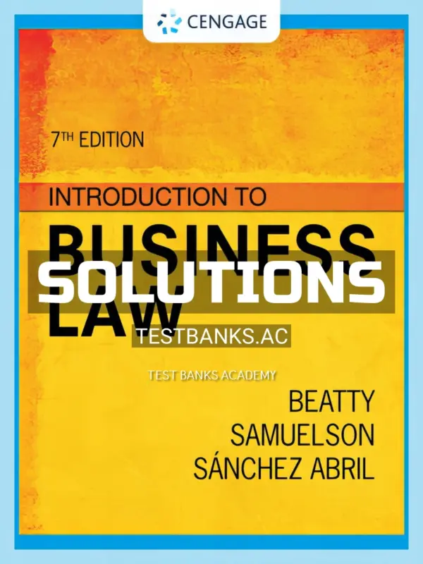 Solutions Manual for Introduction to Business Law 7th Edition by Beatty