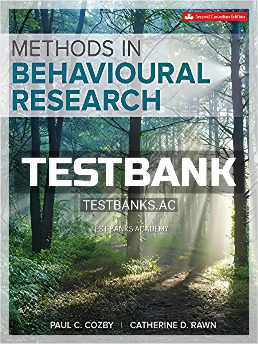 9781259088469-TEST-BANK Test Bank for Methods in Behavioural Research 2nd CA Edition by Cozby