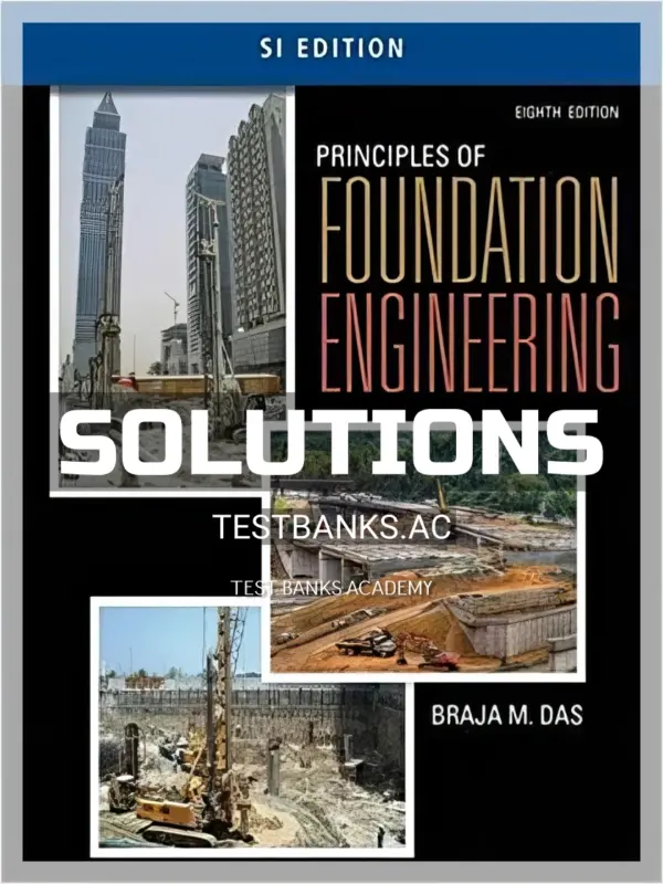 Solutions Manual for Principles of Foundation Engineering SI Edition 8th Edition by Das