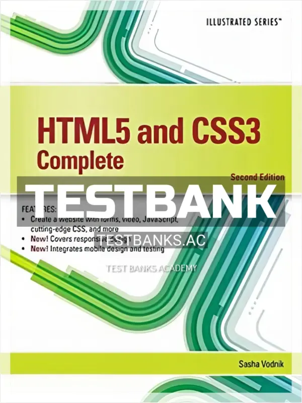 Test Bank for HTML5 and CSS3 Illustrated Complete 2nd Edition by Vodnik