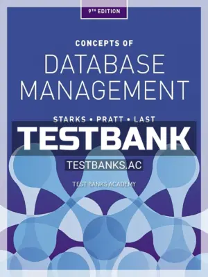 Test Bank for Concepts of Database Management 9th Edition by Starks