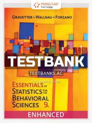 Test Bank for Essentials of Statistics for The Behavioral Sciences 9th Edition by Gravetter