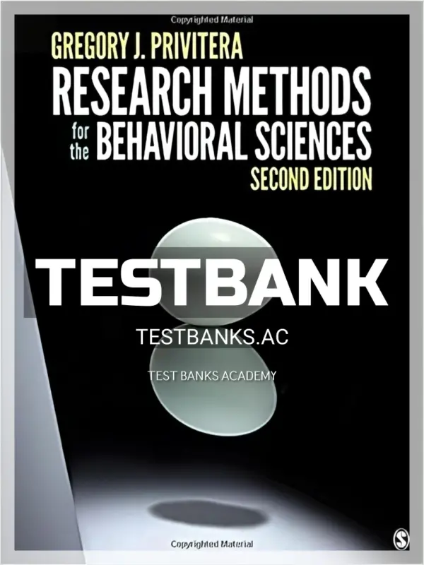 Test Bank for Research Methods for the Behavioral Sciences 2nd Edition by Privitera