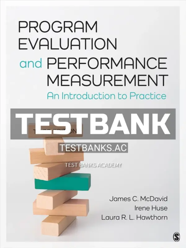 Test Bank for Program Evaluation and Performance Measurement An Introduction to Practice 3rd Edition by McDavid