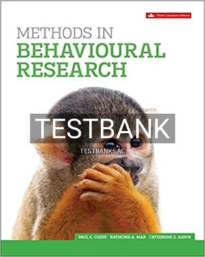 Test Bank for Methods In Behavioural Research 3rd Edition by Cozby