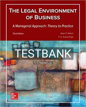 Test Bank for Legal Environment of Business A Managerial Approach Theory to Practice 3rd Edition by Melvin