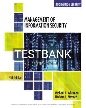 Test Bank for Management of Information Security 5th Edition by Whitman