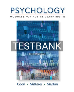 Test Bank for Psychology Modules for Active Learning 14th Edition by Coon