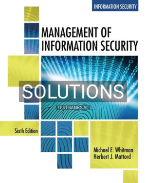 Solutions for Management of Information Security 6th Edition by Whitman