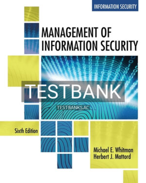 Test Bank for Management of Information Security 6th Edition by Whitman