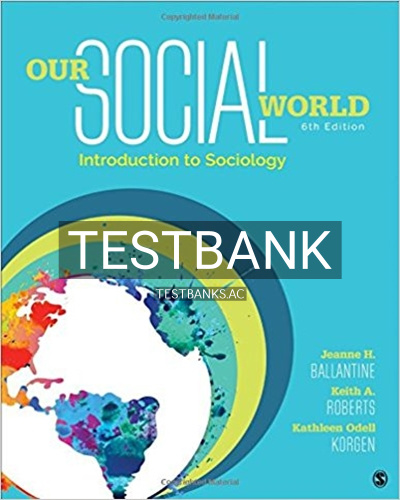 9781506371238-TEST-BANK Test Bank for Our Social World Introduction to Sociology 6th Edition by Ballantine