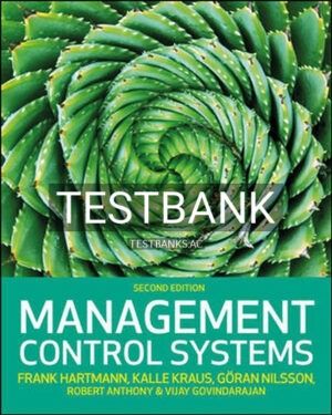 Test Bank for Management Control Systems 2nd Edition by Hartmann