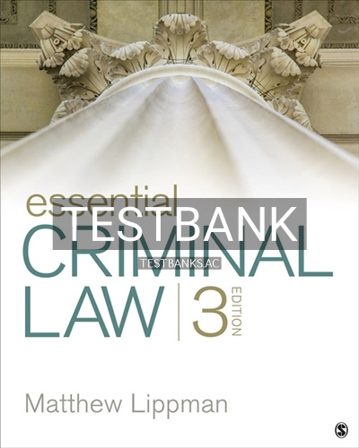 9781544355986-TEST-BANK Test Bank for Essential Criminal Law 3rd Edition by Lippman