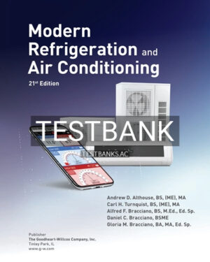 Test Bank for Modern Refrigeration and Air Conditioning 21st Edition by Althouse