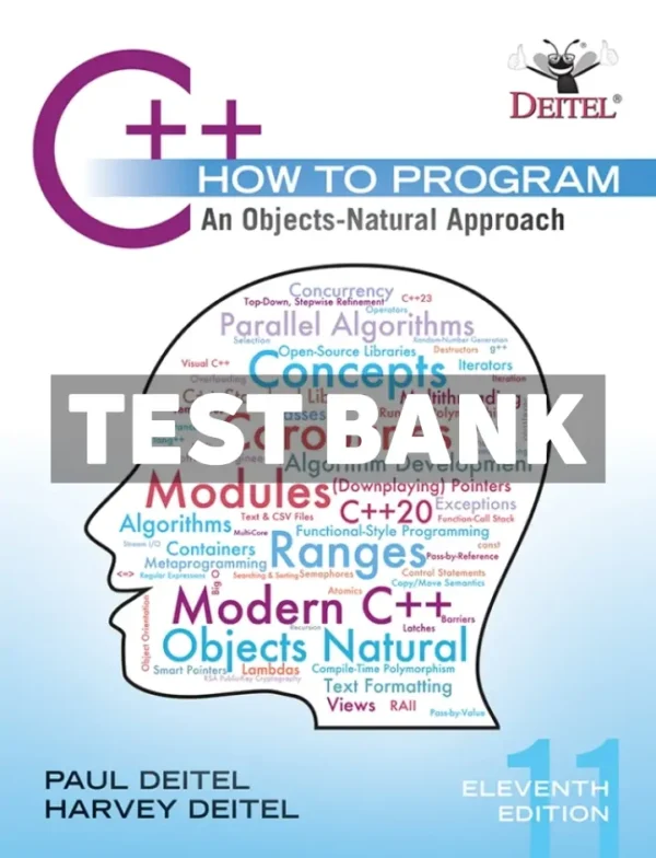 C++ How to Program - An Objects-Natural Approach 11th Edition Deitel Test Bank