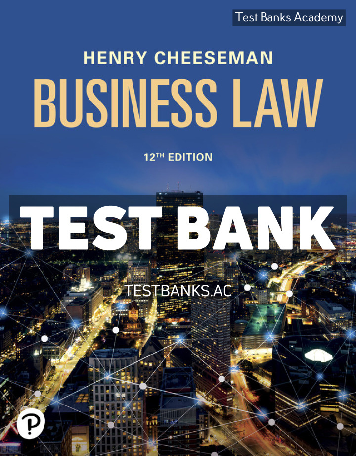 9780138034368-TEST-BANK Business Law 12th Cheeseman Test Bank
