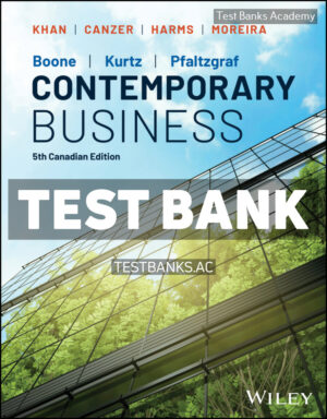Contemporary Business Canadian Edition 5th Boone; David L Test Bank