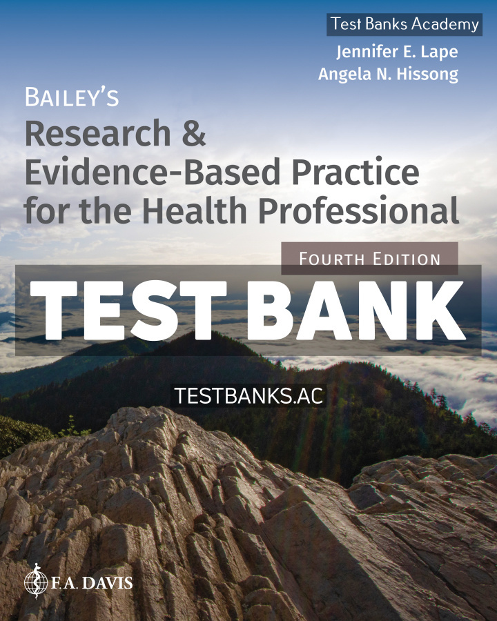 New Logo-FADavis-FullColor Baileys Research & Evidence - Based Practice for the Health Professional 4th Lape Test Bank