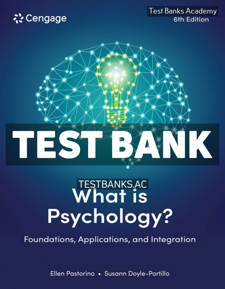 9798214158020-TEST-BANK What is Psychology 6th Pastorino Test Bank
